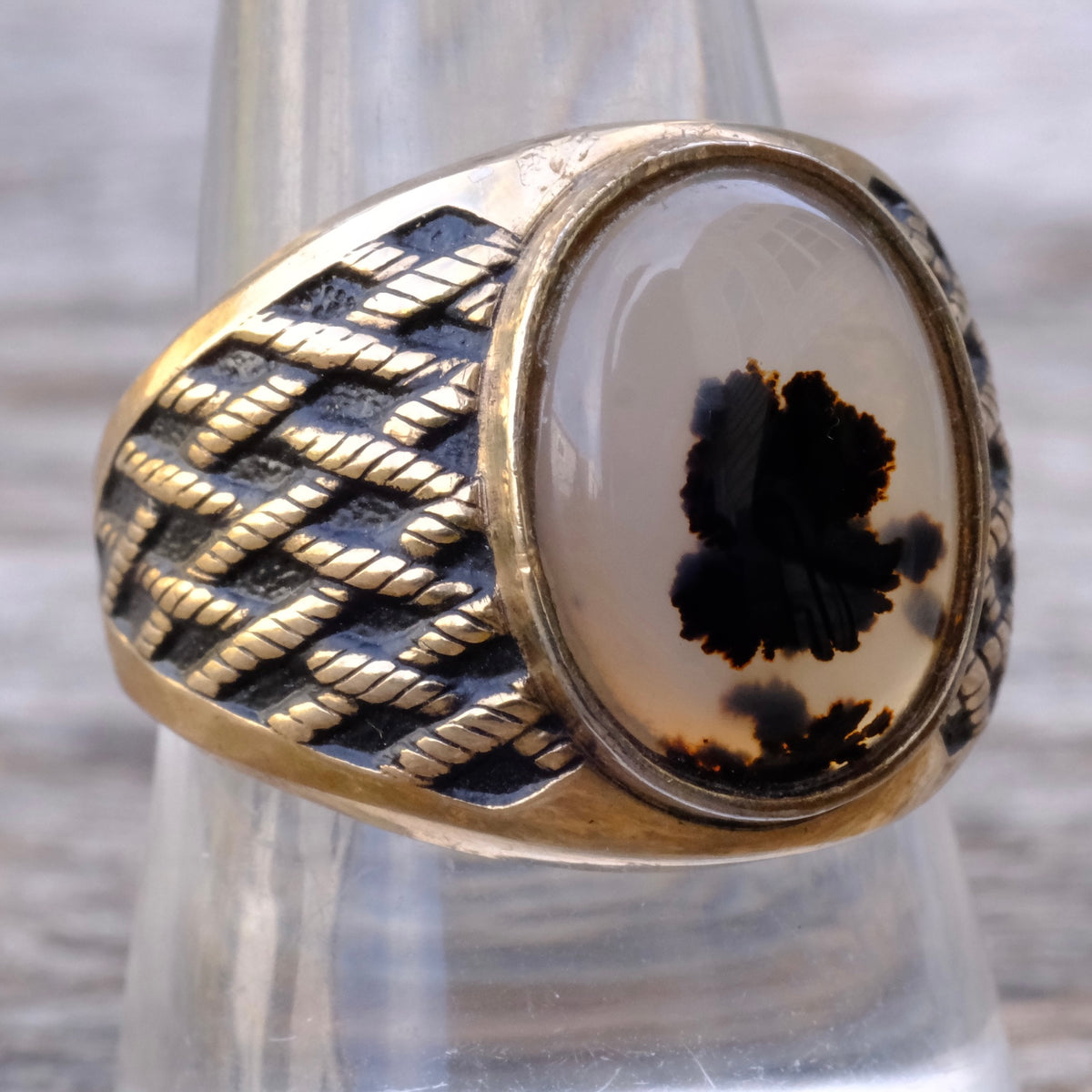 Vintage 10K Gold Filled Agate Signet Ring 9.75