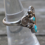 Vintage Sterling 2-Turquoise Feather Ring 6.25