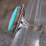 Vintage Sterling Turquoise Roper Ring 5.75