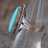 Vintage Sterling Turquoise Roper Ring 5.75