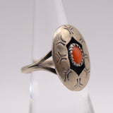 Vintage Sterling Coral Shadowbox Ring 6