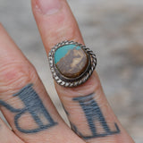 Vintage Sterling Turquoise Roper Ring 4