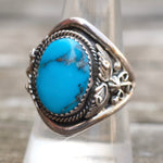 Vintage Sterling Turquoise Feather Ring 9.75