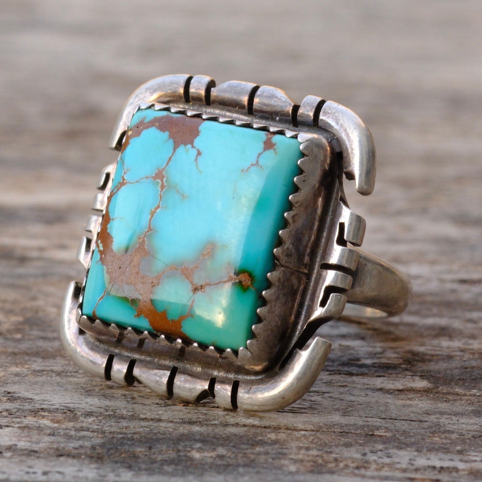 Vintage Sterling Silver Turquoise Ring 6.5