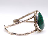 Vintage Sterling Malachite Roper Cuff Bracelet 6.75"