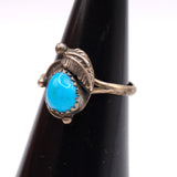 Vintage Sterling Turquoise Feather Ring 6