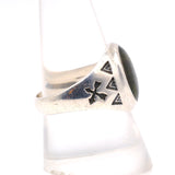Vintage Sterling Blue Abalone Crossed Arrows Stamped Ring 9.75