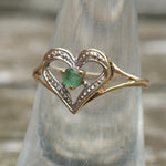 Vintage 10k Gold Green Garnet Heart Ring 7