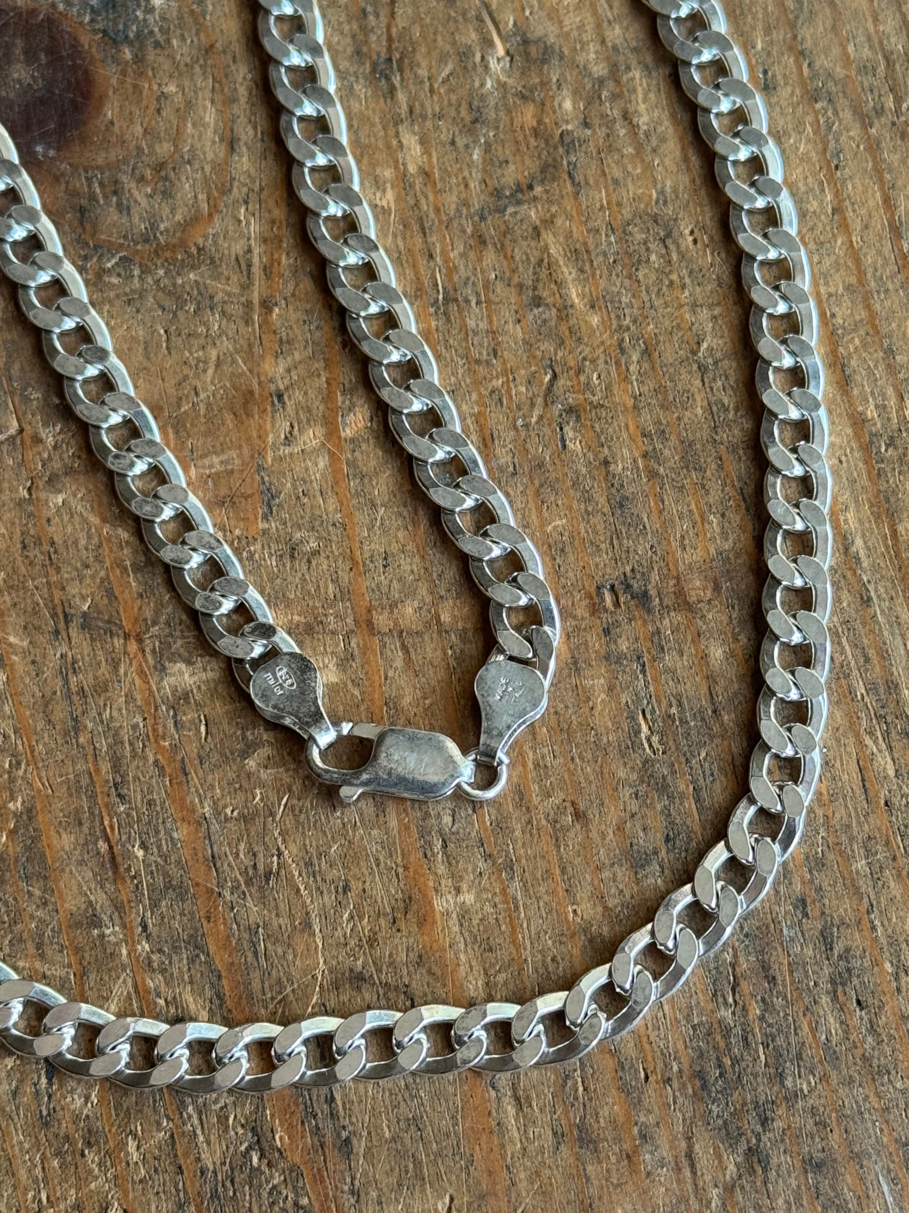 Vintage Sterling Silver 20” Curb Chain