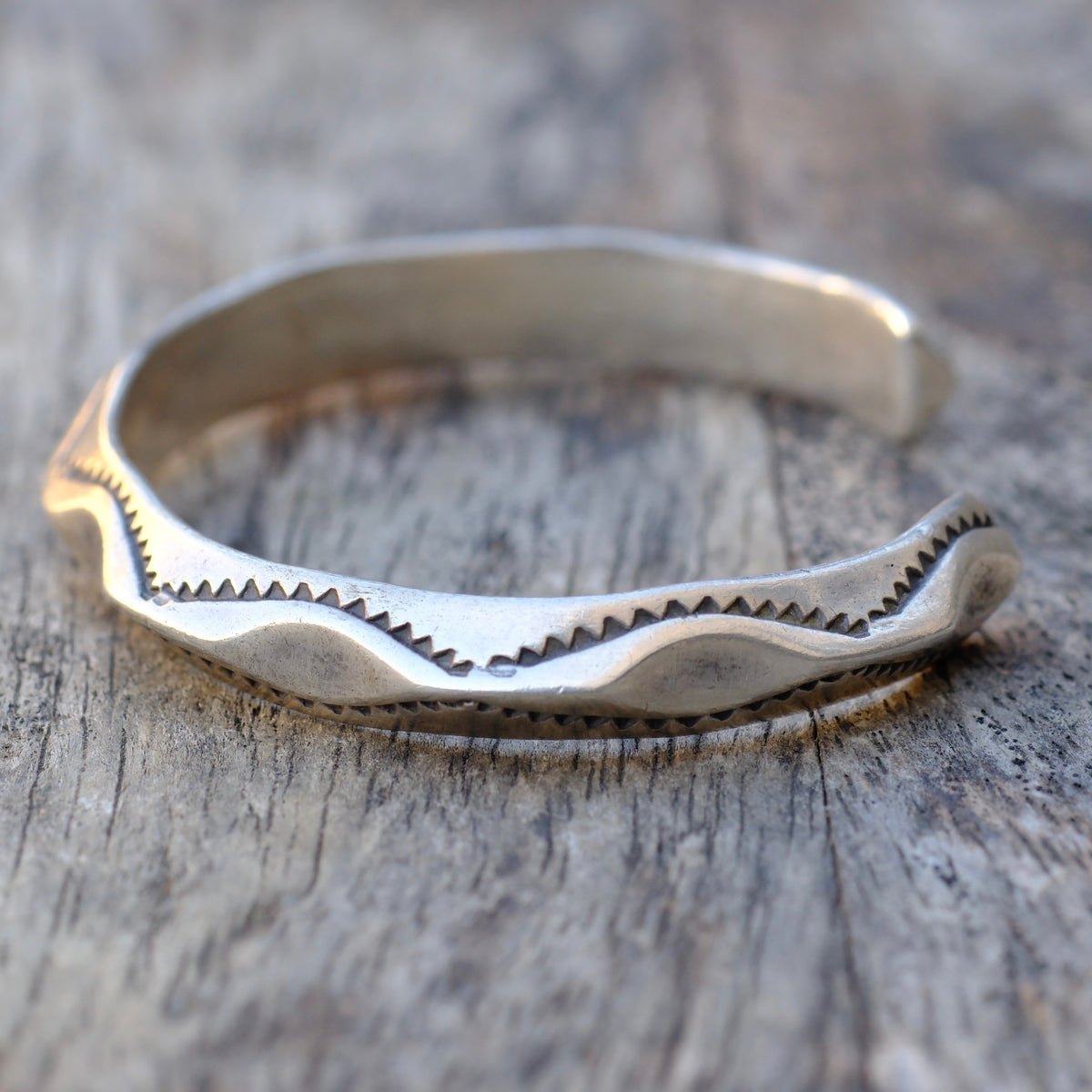 Vintage Sterling Silver Stamped Cuff Bracelet