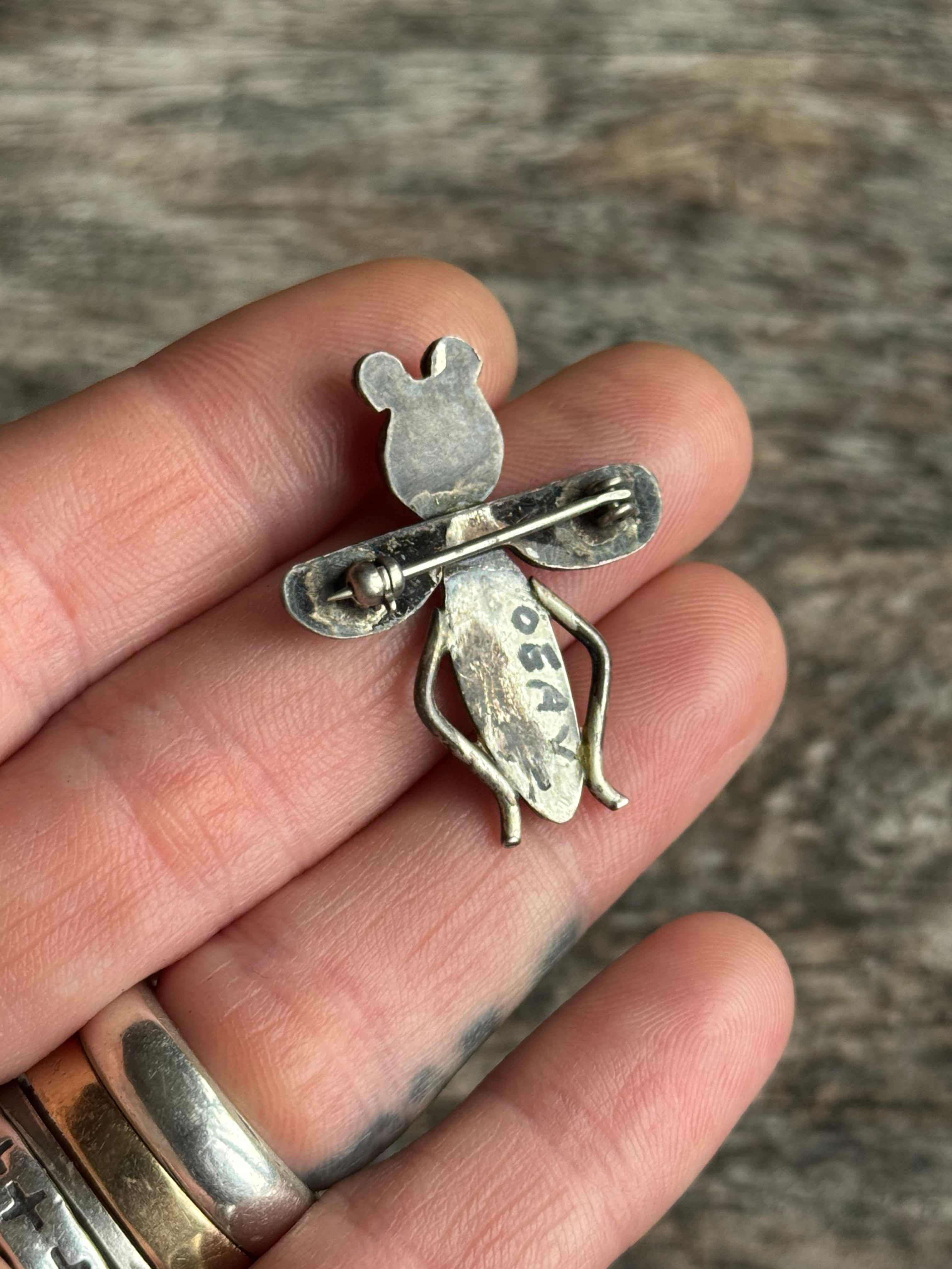Vintage Sterling Silver Grasshopper Pin
