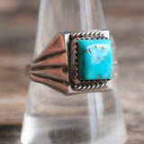 Vintage Sterling Turquoise Signet Ring 10.5