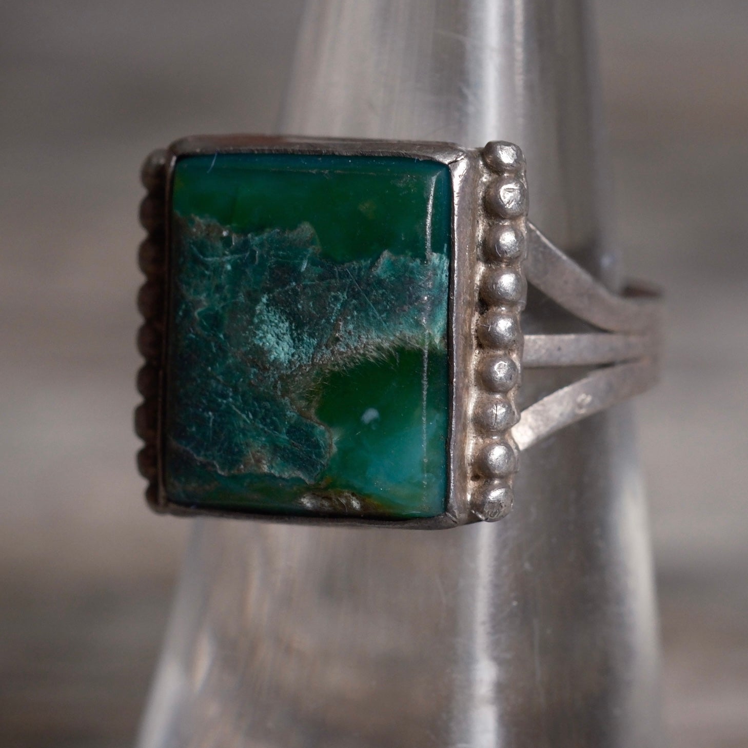 Vintage Sterling Green Agate Ring 6