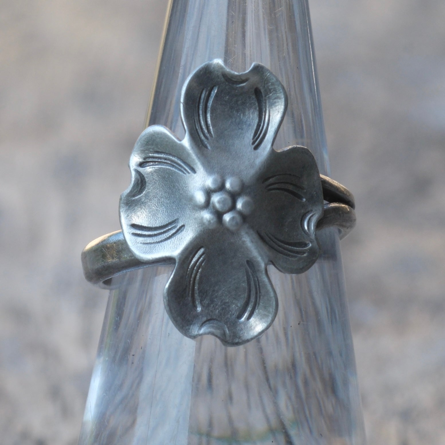 Vintage Sterling Silver Flower Ring 6