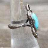 Vintage Sterling Turquoise Roper Ring 5.75