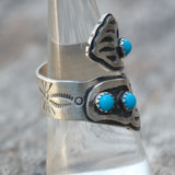 Vintage Sterling Turquoise Bear Paw Overpass Ring 8