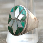 Vintage Sterling Zuni Inlay Starburst Ring 12