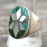 Vintage Sterling Zuni Inlay Starburst Ring 12