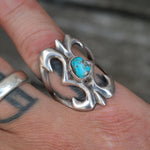 Vintage Sterling Turquoise Sandcast Ring 8