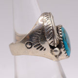 Vintage Sterling Turquoise Feather Ring 7