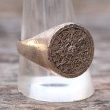 Vintage Sterling Aztec Calendar Ring 11.75