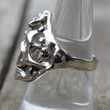 Vintage White Bronze Biker Ring 8.5