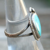 Vintage Sterling Turquoise Feather Ring 6.75