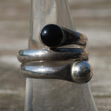 Vintage Sterling Onyx Modernist Ring 7.5