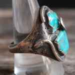 Vintage Sterling Turquoise Snake Ring 10.5