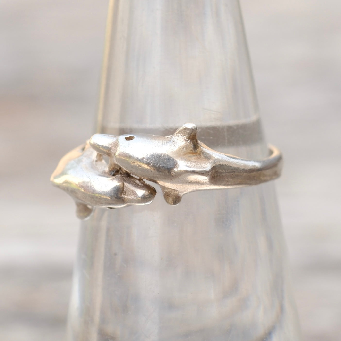 Vintage Sterling Dolphin Ring 5.75