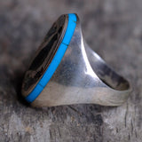 Vintage Sterling Inlaid Desert Bird Ring 11.5