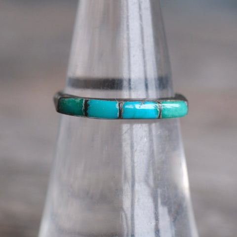 Vintage Sterling Turquoise Inlay Band 5.75