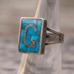 Vintage Sterling Turquoise G Initial Ring 6
