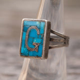 Vintage Sterling Turquoise G Initial Ring 6