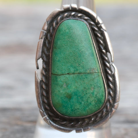 Vintage Sterling Chunky Turquoise Ring 8.25