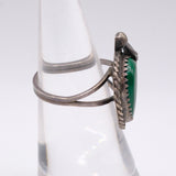 Vintage Sterling Malachite Feather Ring 5.5