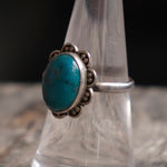 Vintage Sterling Turquoise Floral Ring 6.75