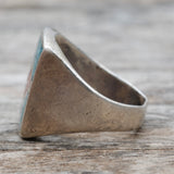 Vintage Sterling Crushed Turquoise and Coral Inlay Ring 9.5