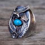 Vintage Sterling Turquoise Eagle Ring 11