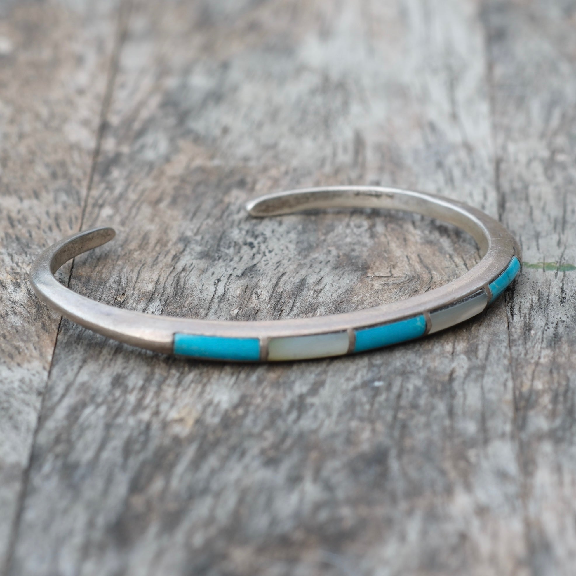 Vintage Sterling Zuni Inlay Cuff Bracelet