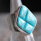 Vintage Sterling Turquoise Inlay Ring 6.5