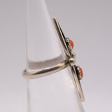 Vintage Sterling 2-Stone Coral Ring 4.5