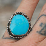 Vintage Sterling Turquoise Roper Ring 5