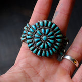 Vintage Sterling Turquoise Petit Point Cuff Bracelet 6"