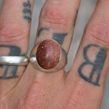 Vintage Sterling Goldstone Signet Ring 10
