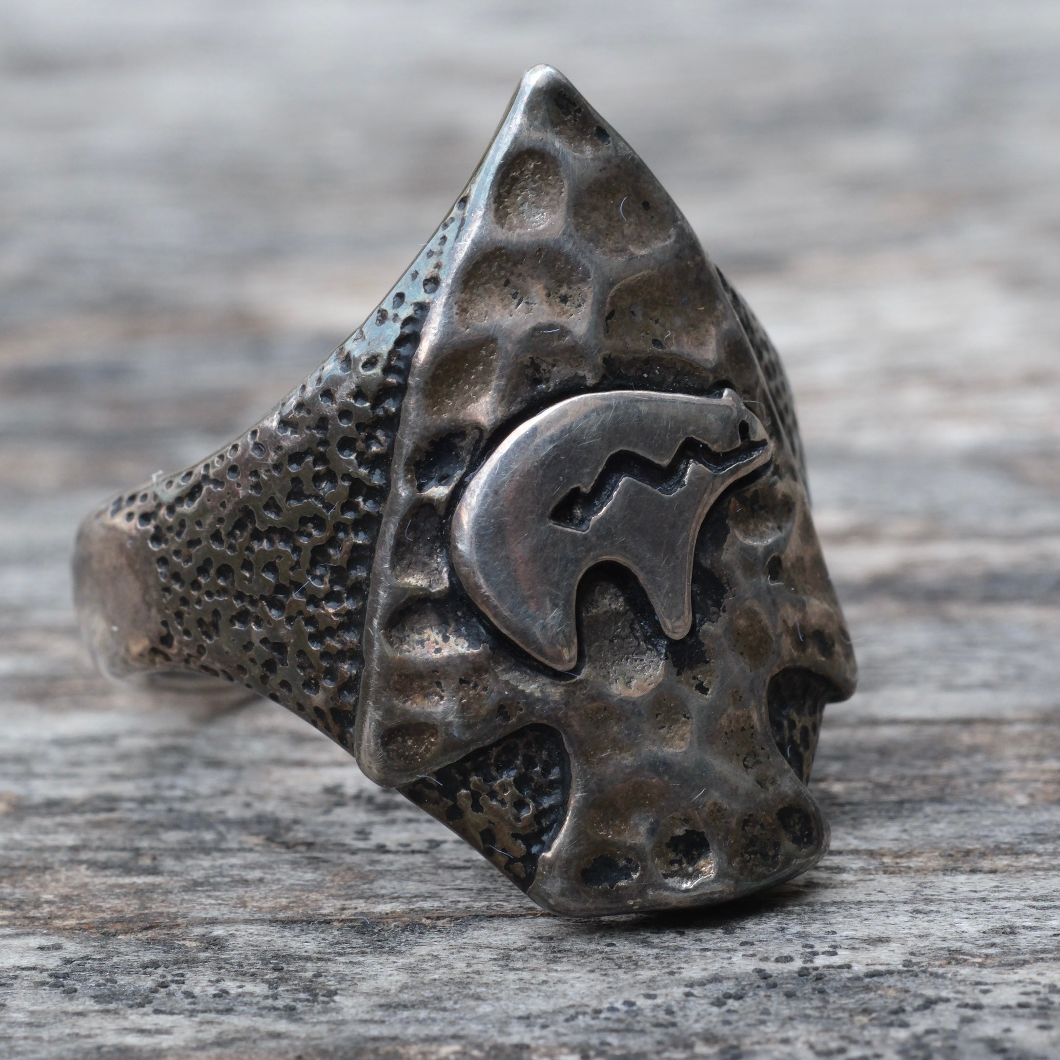 Vintage Sterling Bear Arrowhead Ring 12