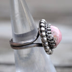 Vintage Sterling Spiny Rhodonite Ring 4.5