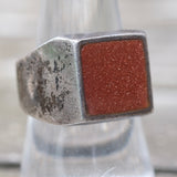 Vintage Sterling Goldstone Signet Ring 8.75