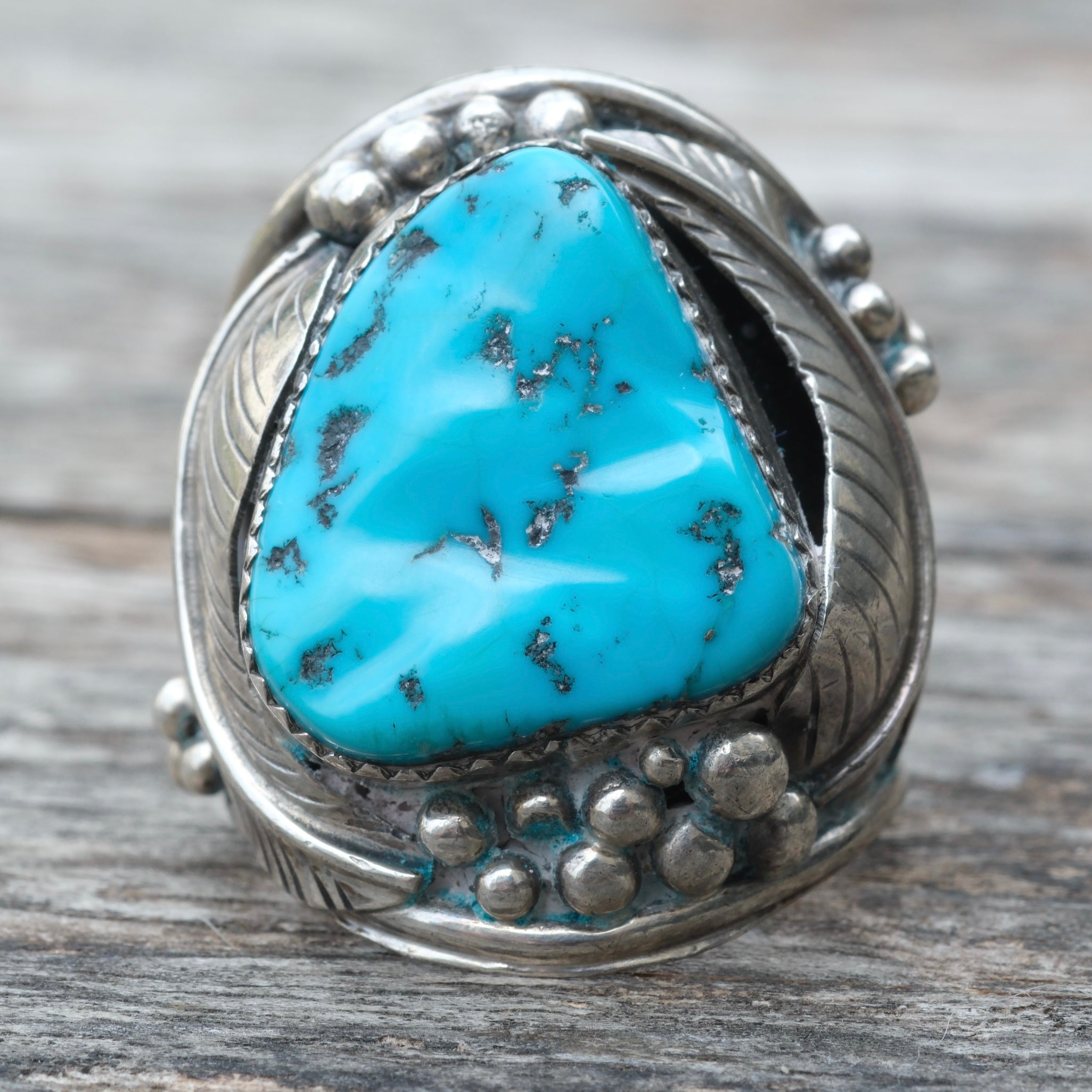Vintage Sterling Chunky Turquoise Ring 11