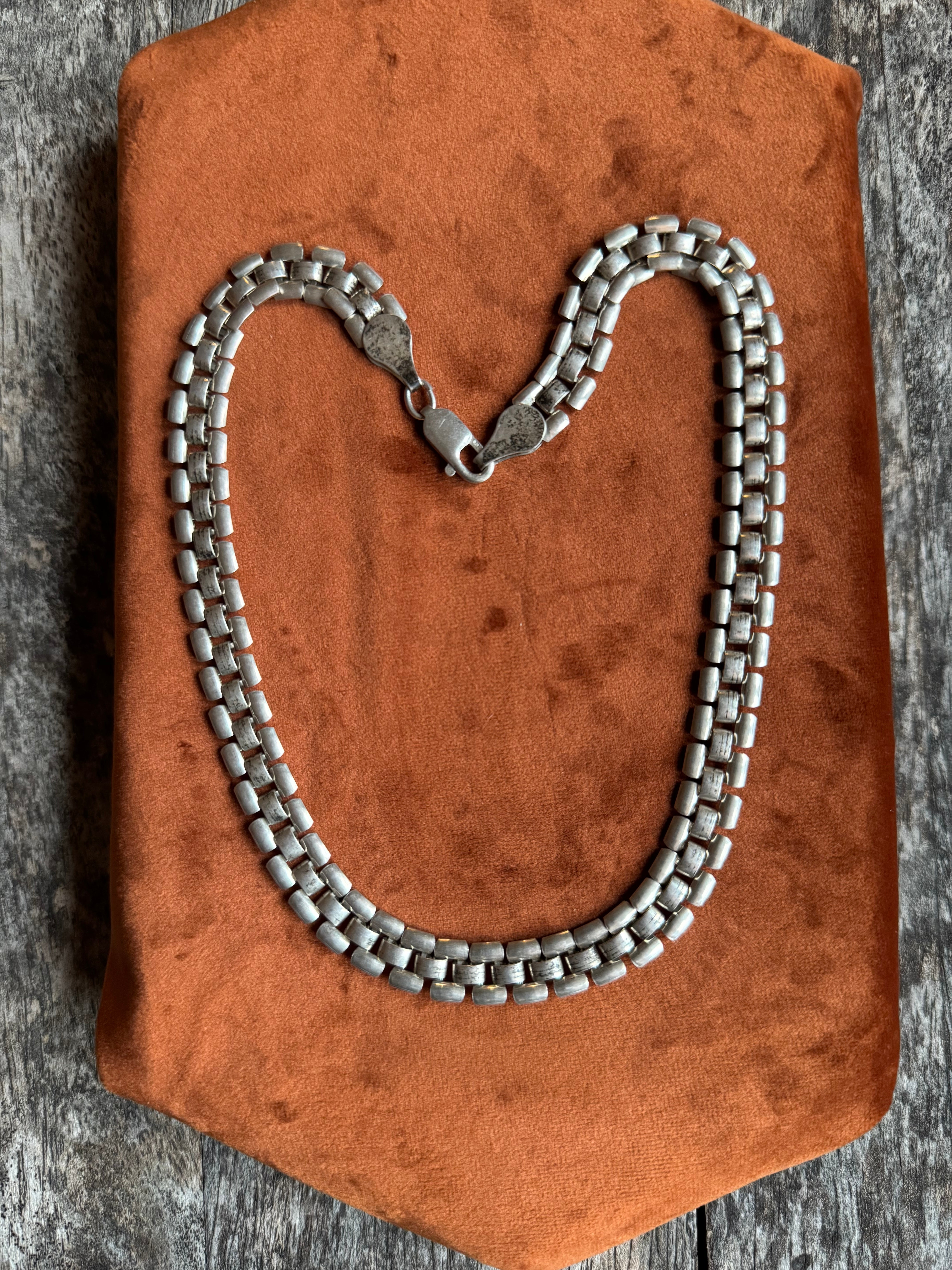 Vintage Sterling Silver 18” Flat Link Chain